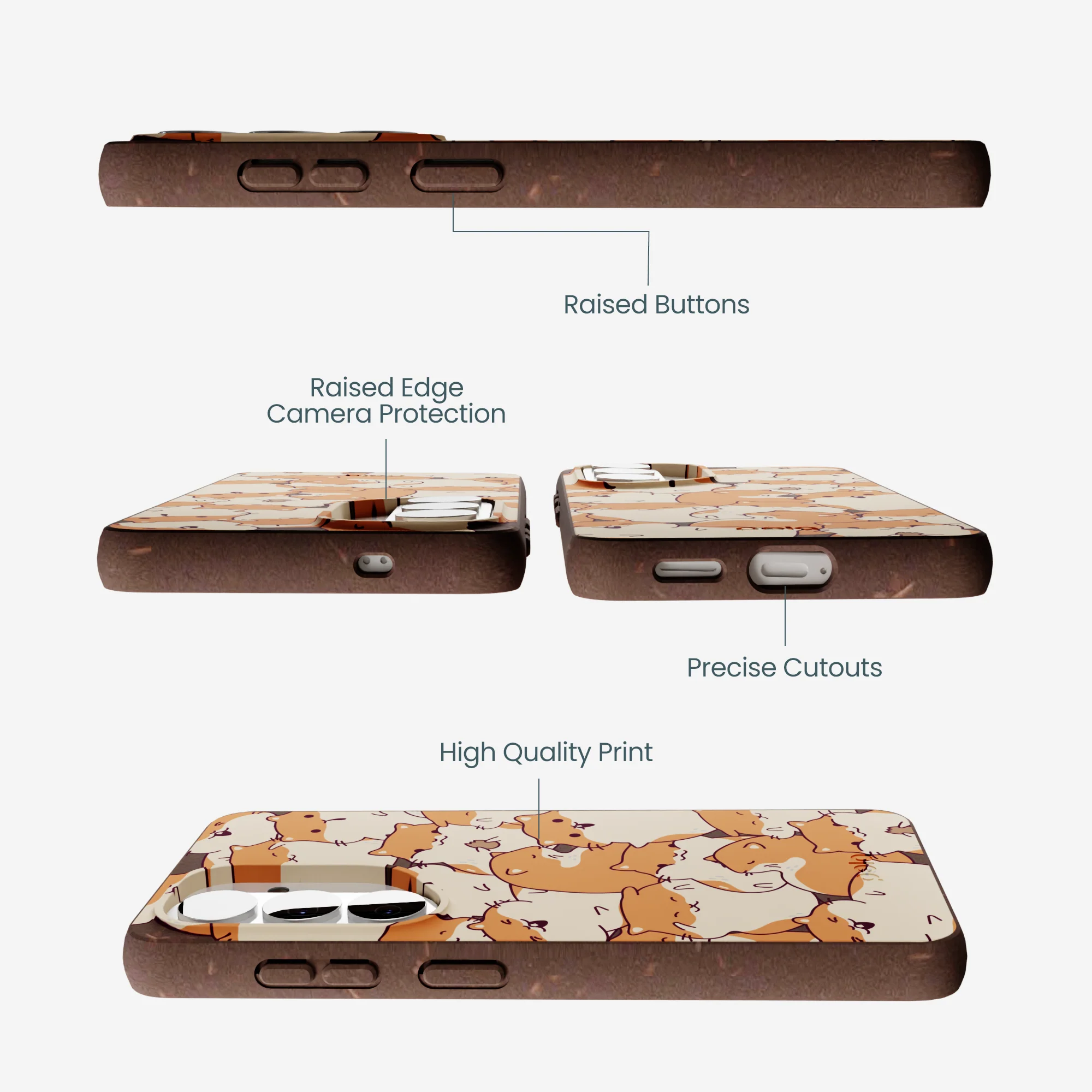 Chocolate Brown Happy Hamsters Samsung Galaxy S26 Case - Image 3