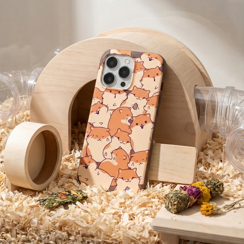 Chocolate Brown Happy Hamsters Samsung Galaxy S26+(Plus) Case - Image 2