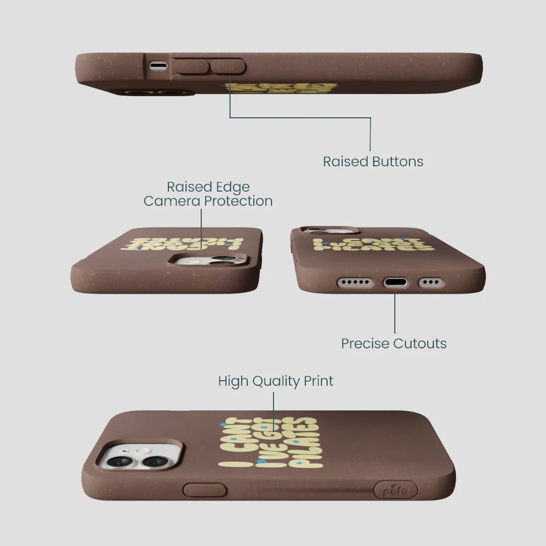 Chocolate Brown Ive got Pilates iPhone 12/ iPhone 12 Pro Case - Image 3