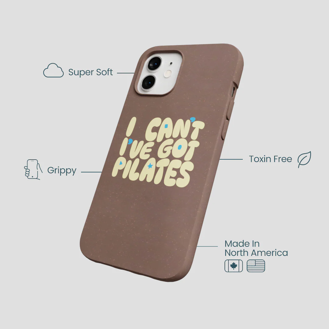 Chocolate Brown Ive got Pilates iPhone 12/ iPhone 12 Pro Case - Image 4