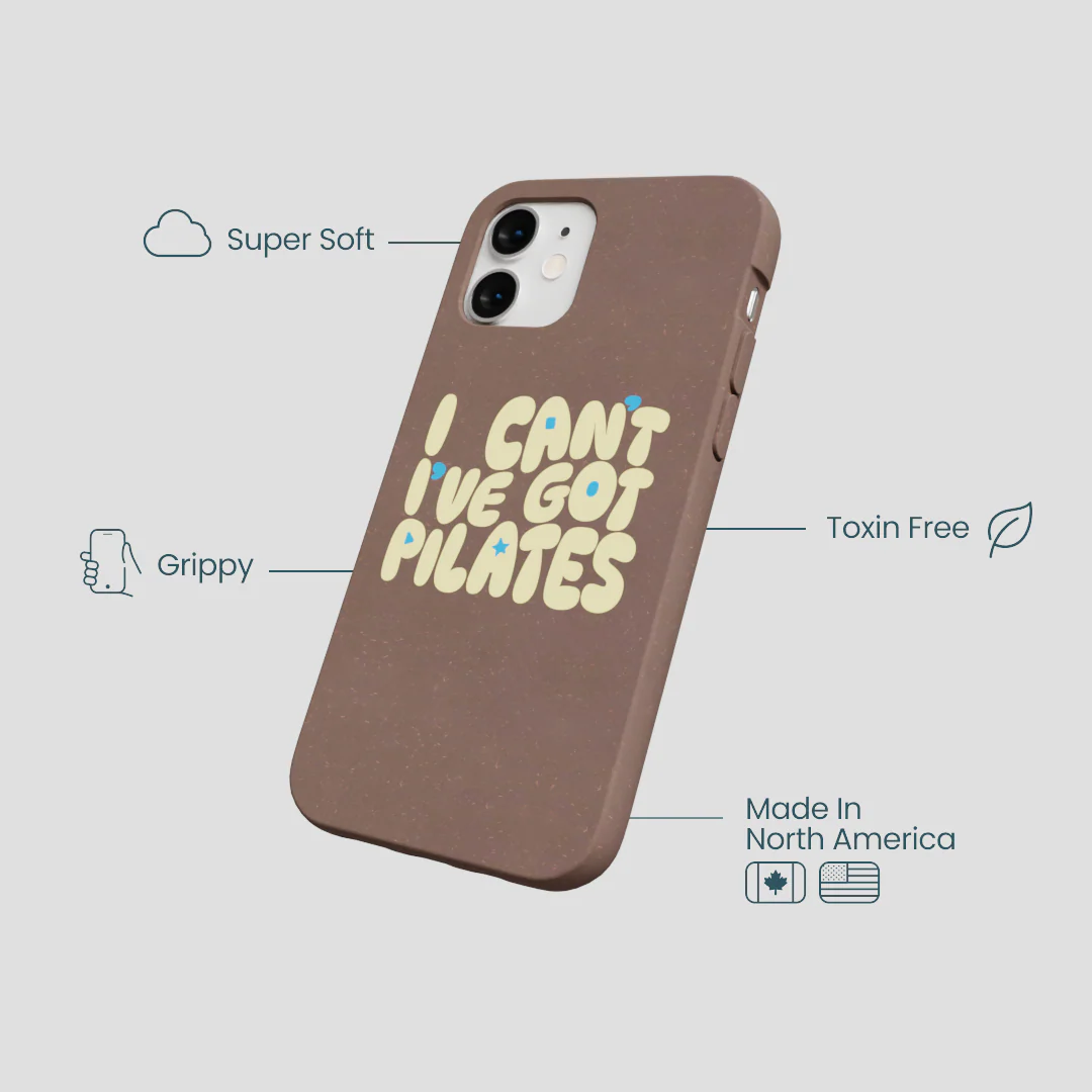 Chocolate Brown Ive got Pilates iPhone 12 Mini Case - Image 4