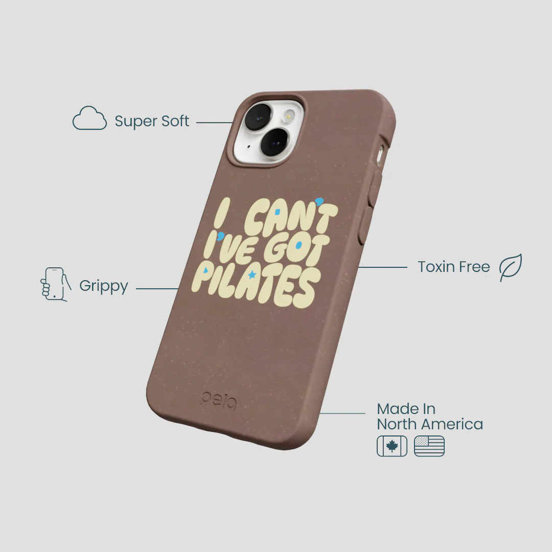 Chocolate Brown Ive got Pilates iPhone 13 Mini Case - Image 4