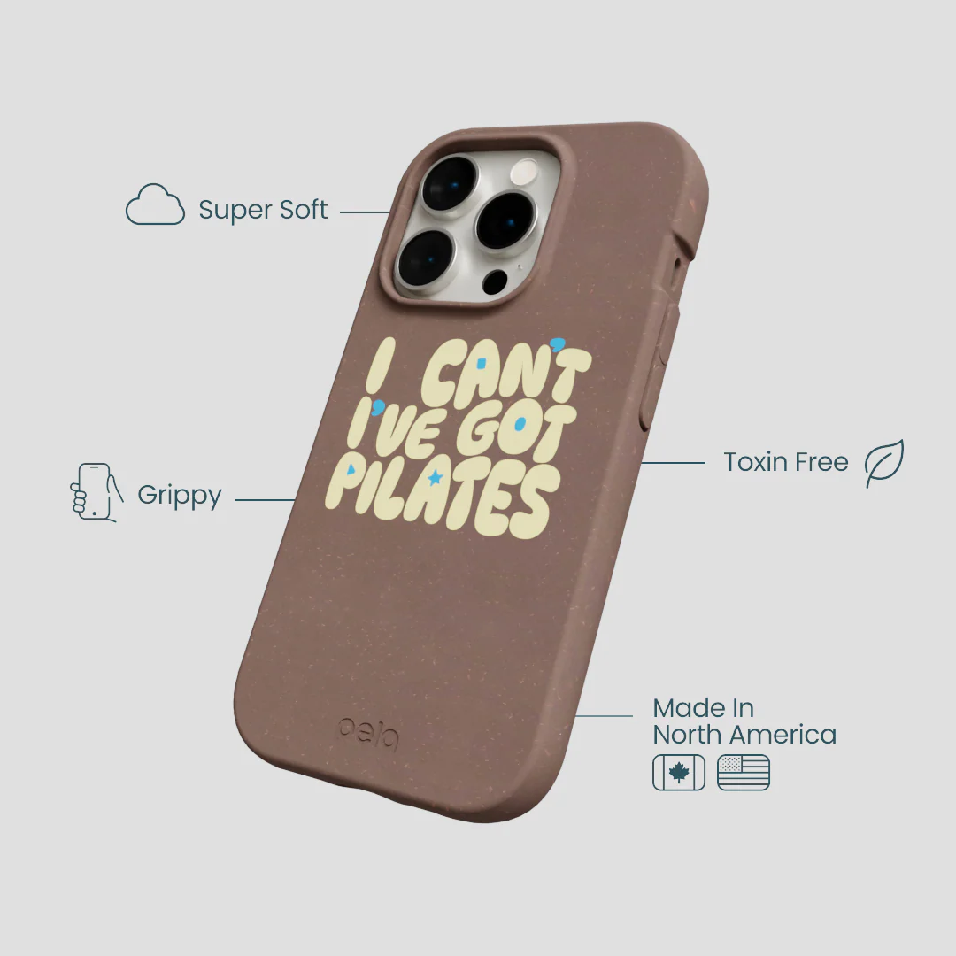 Chocolate Brown Ive got Pilates iPhone 14 Pro Case - Image 4