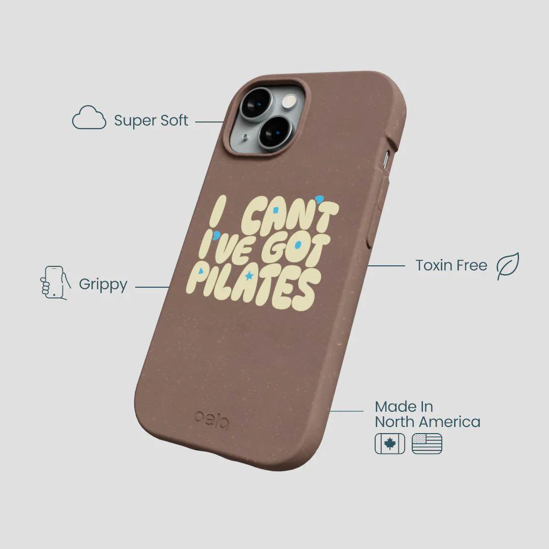 Chocolate Brown Ive got Pilates iPhone 15 Case - Image 4