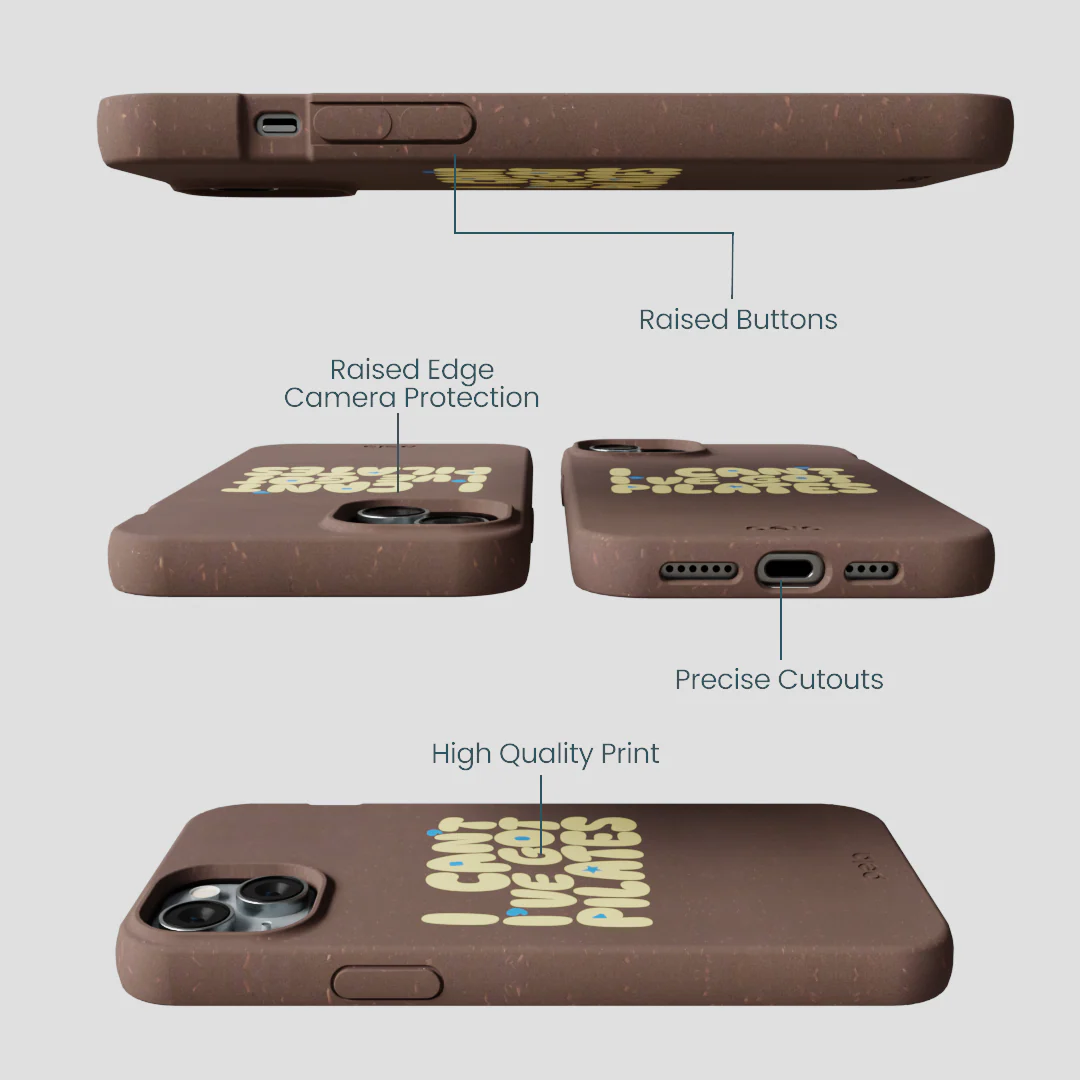Chocolate Brown Ive got Pilates iPhone 15 Plus Case - Image 3