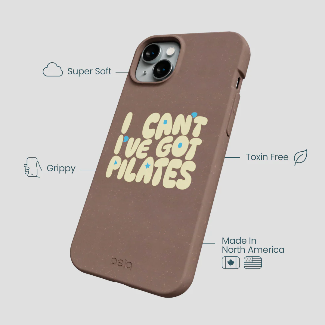 Chocolate Brown Ive got Pilates iPhone 15 Plus Case - Image 4