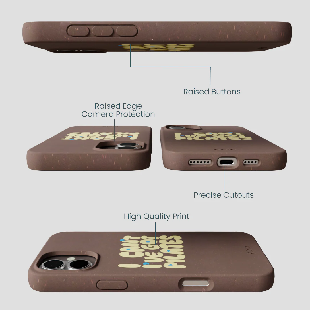 Chocolate Brown Ive got Pilates iPhone 16 Plus Case - Image 3