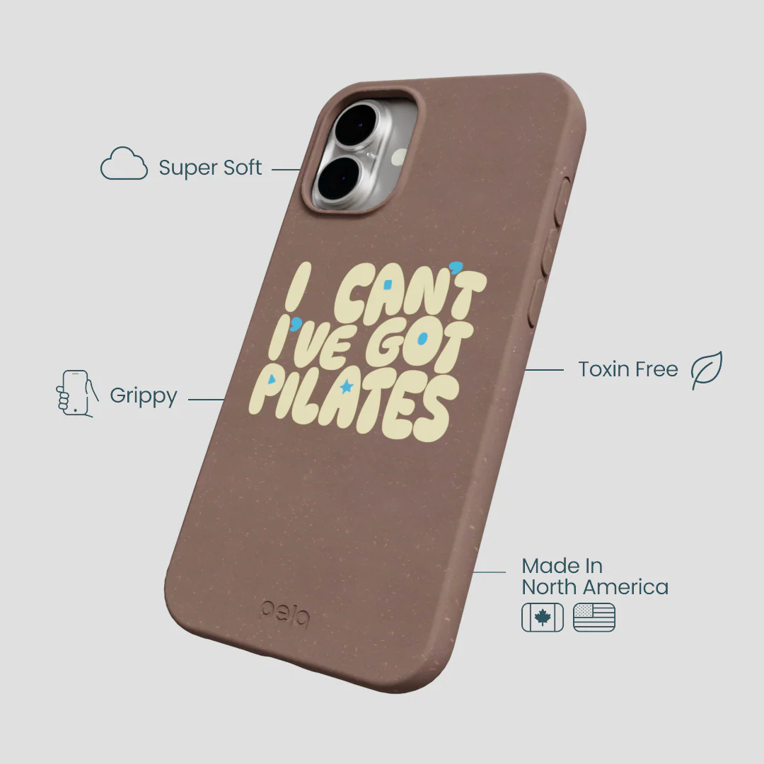 Chocolate Brown Ive got Pilates iPhone 16 Plus Case - Image 4