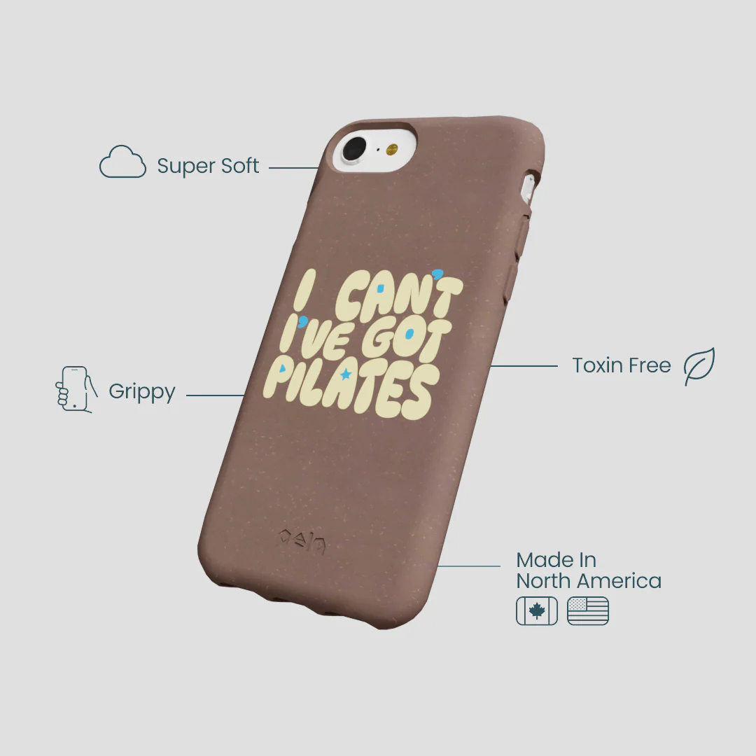 Chocolate Brown Ive got Pilates iPhone 6/6s/7/8/SE Case - Image 4