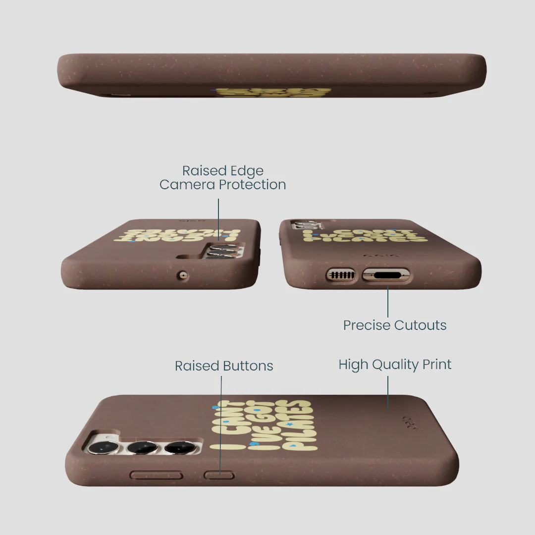 Chocolate Brown Ive got Pilates Samsung Galaxy S23+(Plus) Case - Image 3