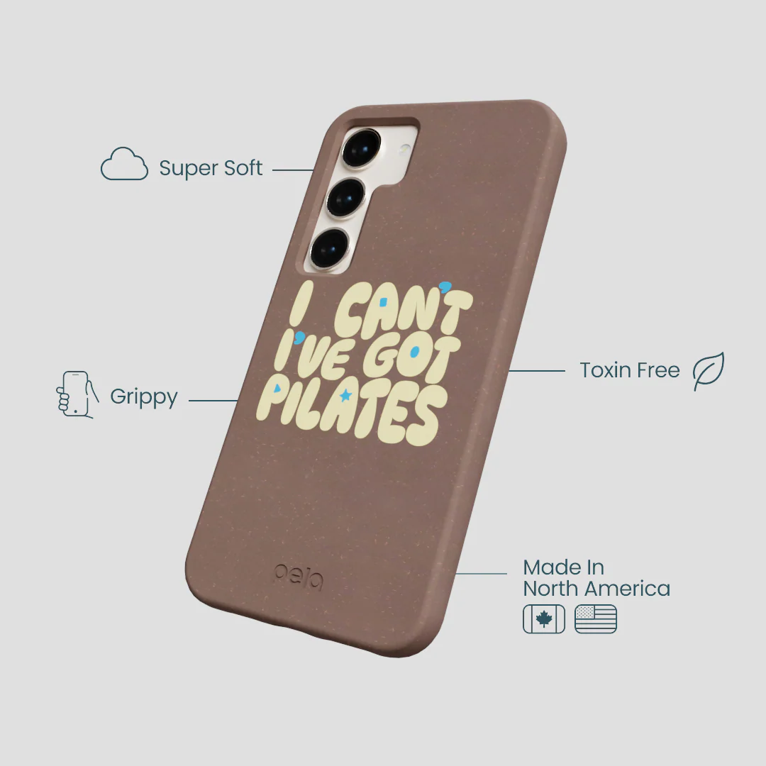 Chocolate Brown Ive got Pilates Samsung Galaxy S24 Case - Image 4