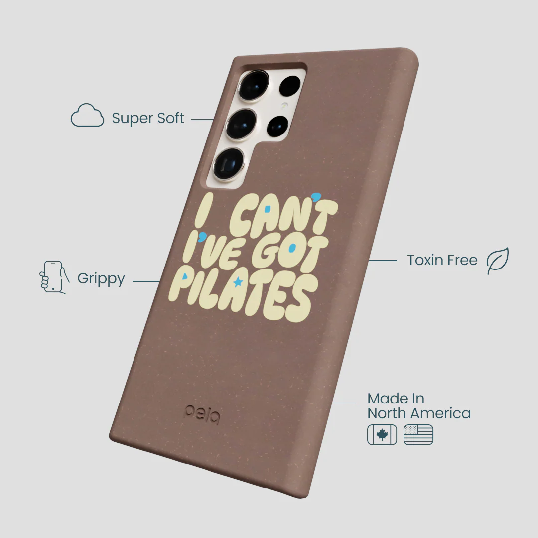 Chocolate Brown Ive got Pilates Samsung Galaxy S24 Ultra Case - Image 4