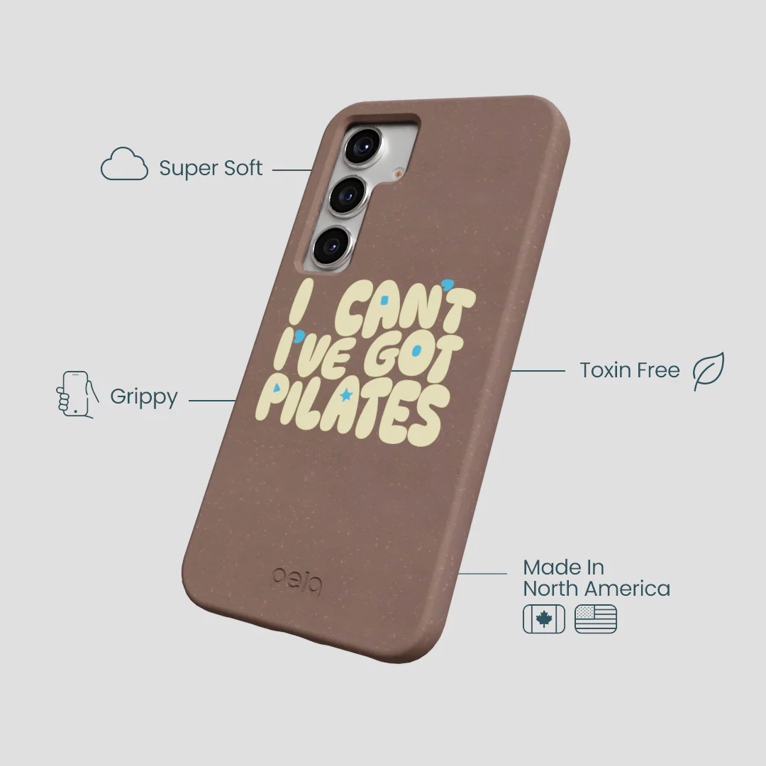 Chocolate Brown Ive got Pilates Samsung Galaxy S25 Case - Image 4