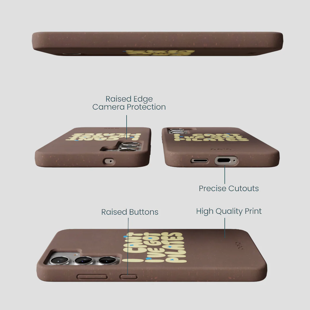 Chocolate Brown Ive got Pilates Samsung Galaxy S25+(Plus) Case - Image 3