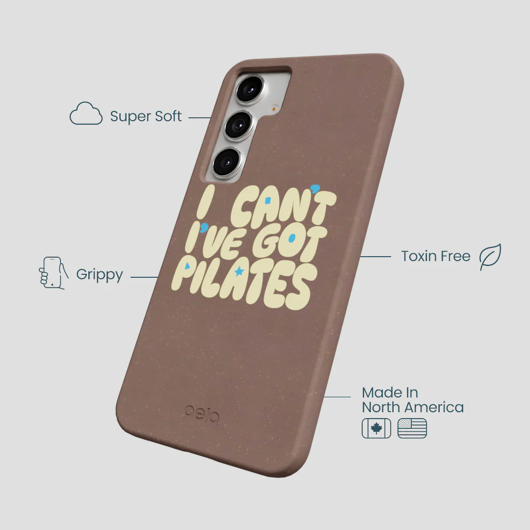 Chocolate Brown Ive got Pilates Samsung Galaxy S25+(Plus) Case - Image 4