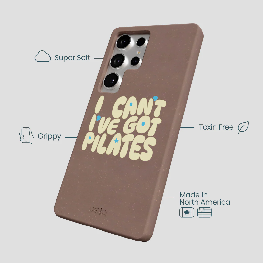 Chocolate Brown Ive got Pilates Samsung Galaxy S25 Ultra Case - Image 4