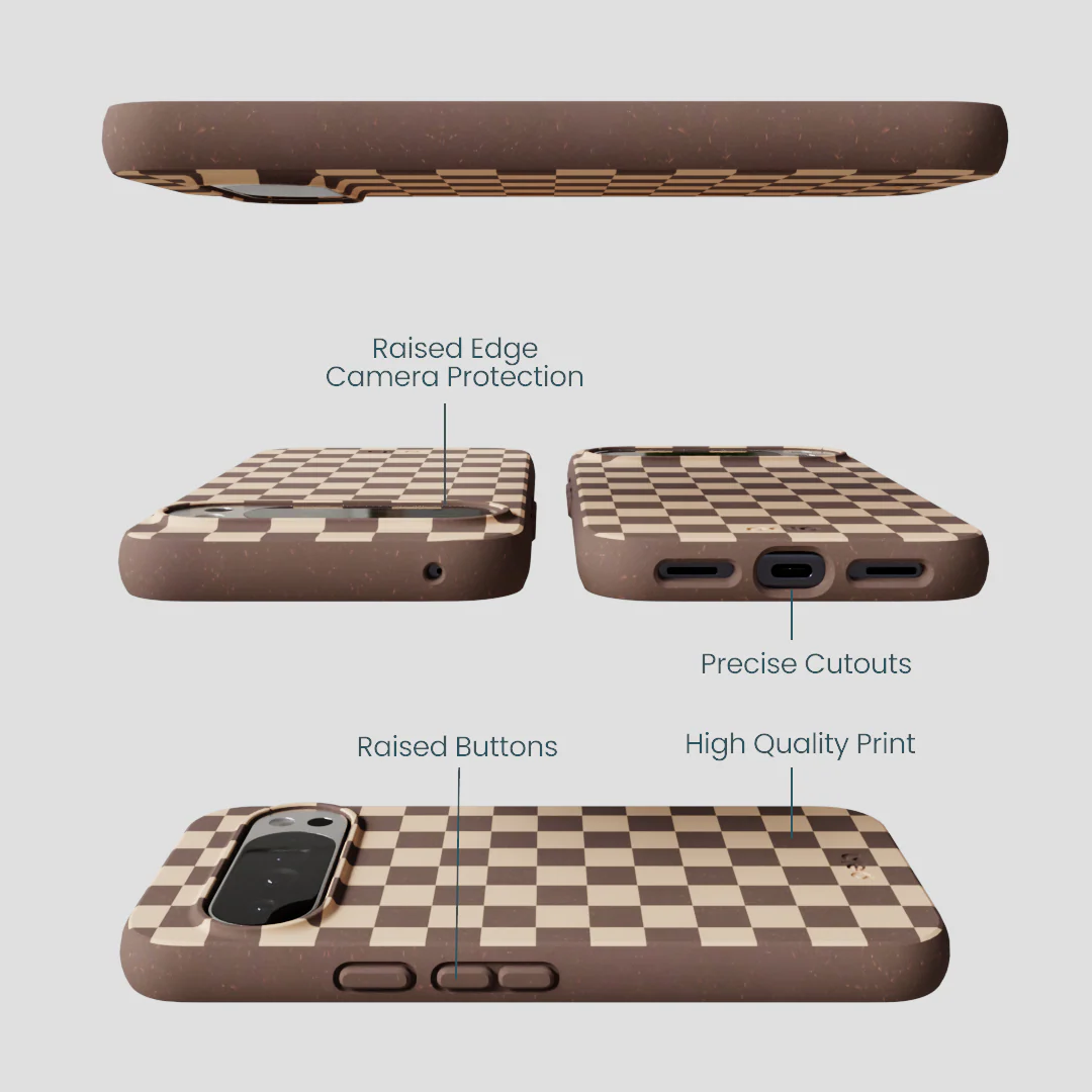 Chocolate Brown Latte Check Google Pixel 10 Pro XL Case - Image 3
