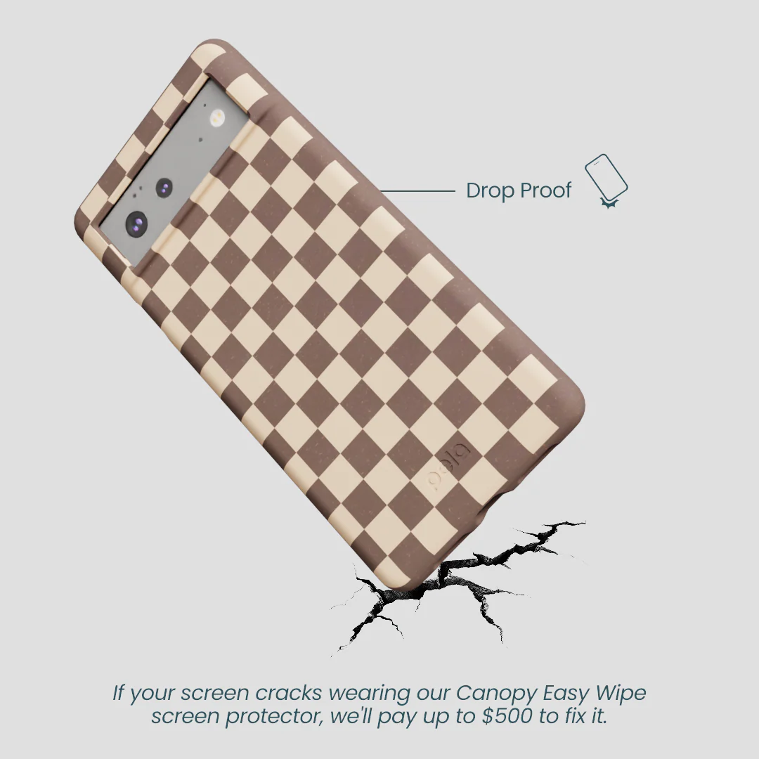 Chocolate Brown Latte Check Google Pixel 6a Case - Image 5