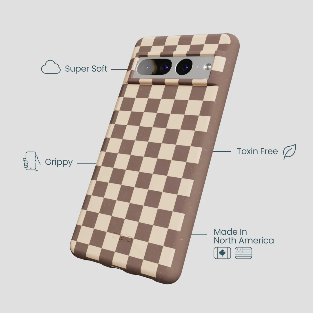 Chocolate Brown Latte Check Google Pixel 7 Pro Case - Image 4