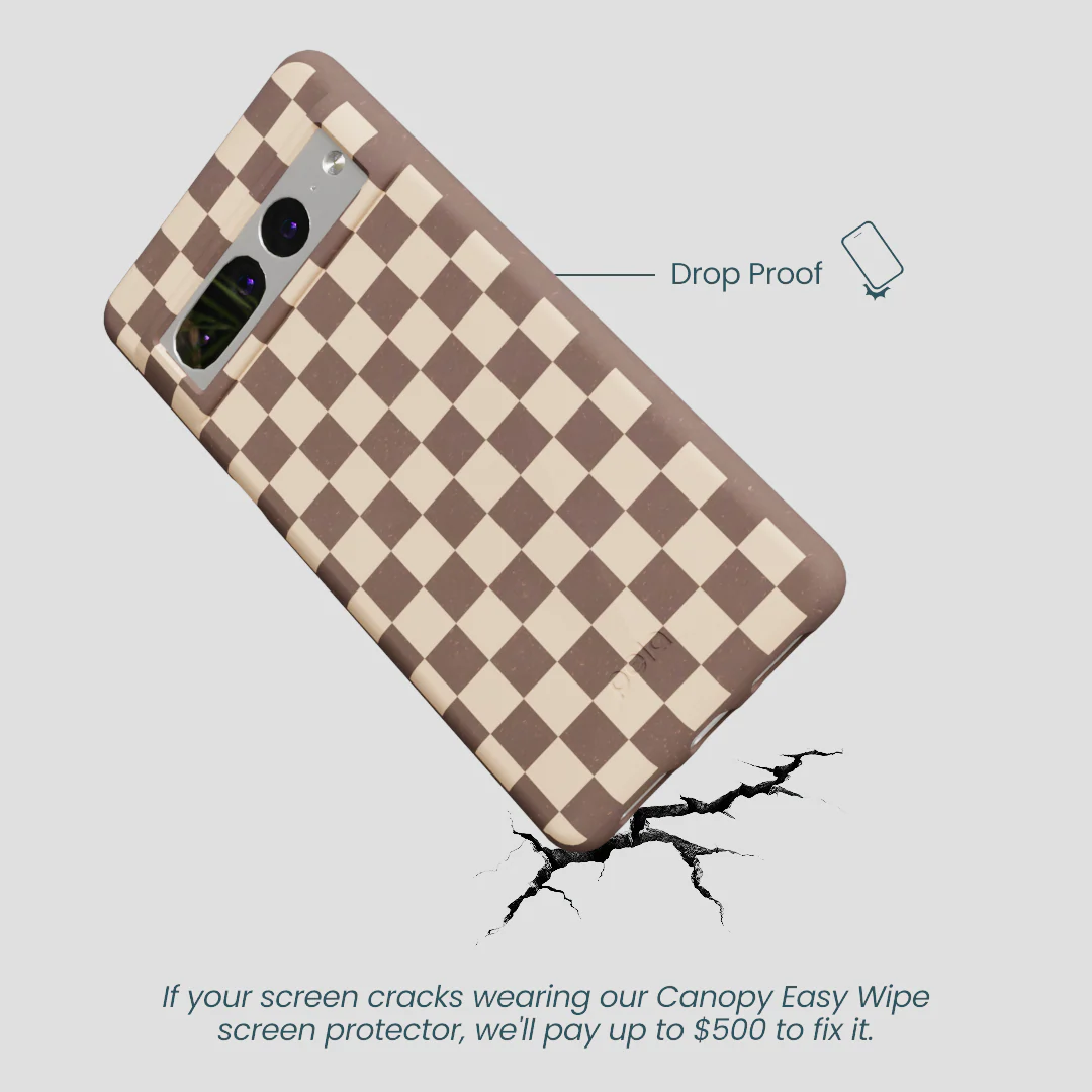 Chocolate Brown Latte Check Google Pixel 7 Pro Case - Image 5