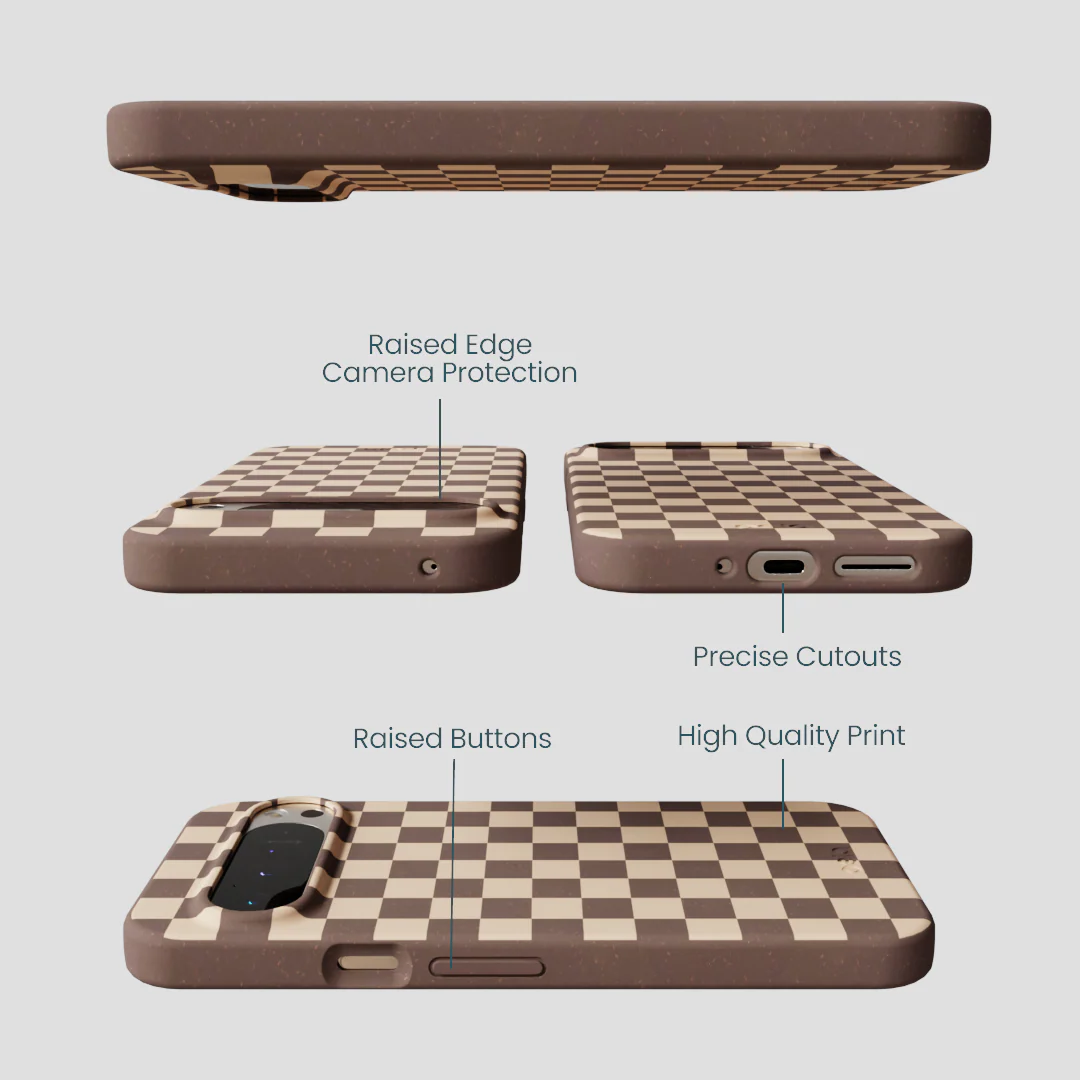 Chocolate Brown Latte Check Google Pixel 9 Pro XL Case - Image 3