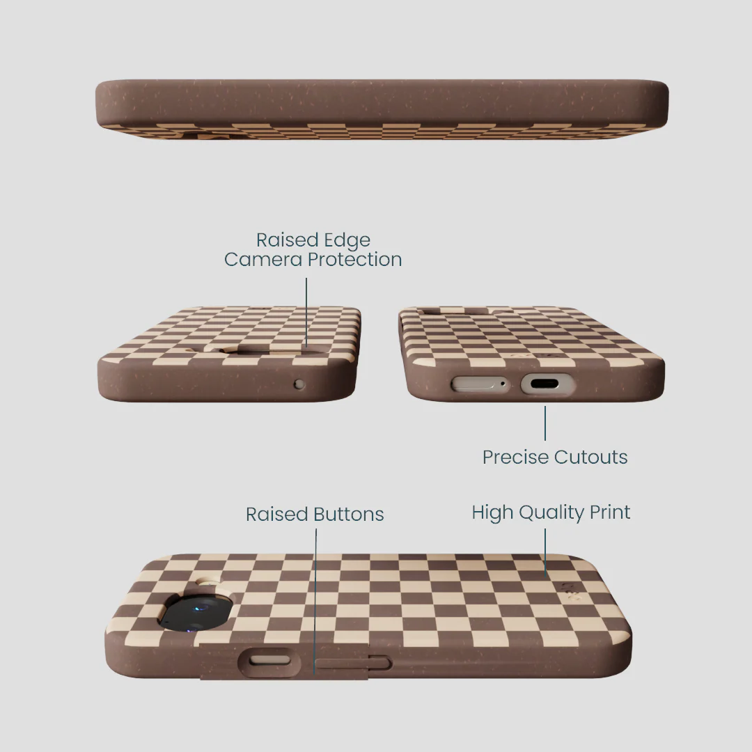 Chocolate Brown Latte Check Google Pixel 9a Case - Image 3