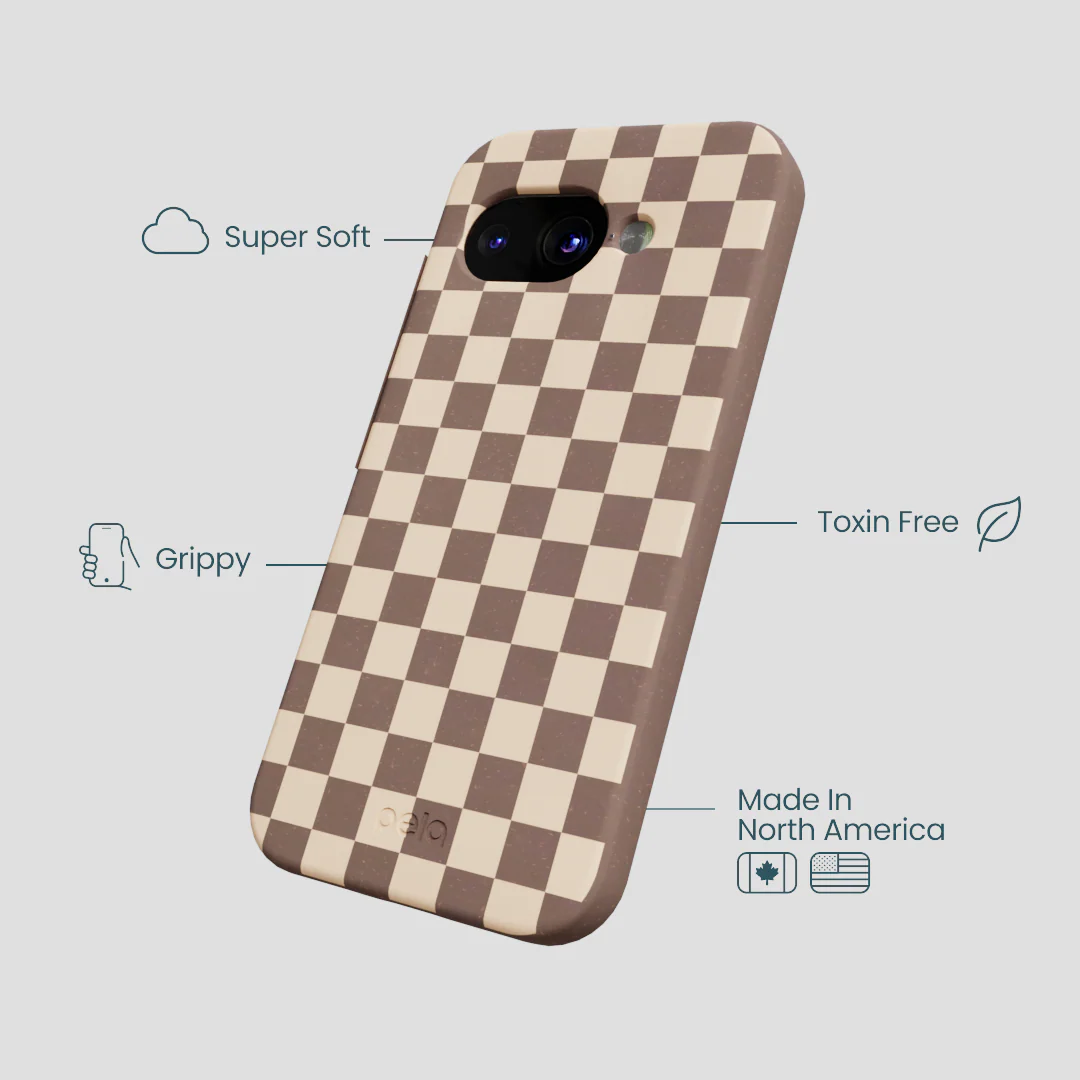 Chocolate Brown Latte Check Google Pixel 9a Case - Image 4