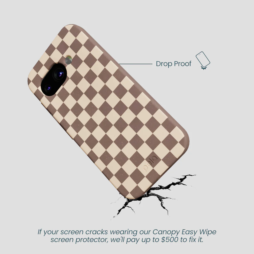 Chocolate Brown Latte Check Google Pixel 9a Case - Image 5