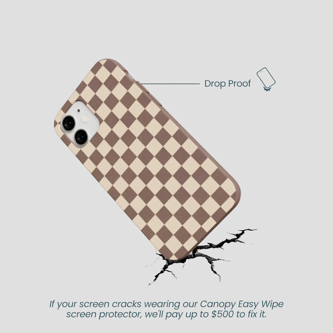 Chocolate Brown Latte Check iPhone 12 Mini Case - Image 5