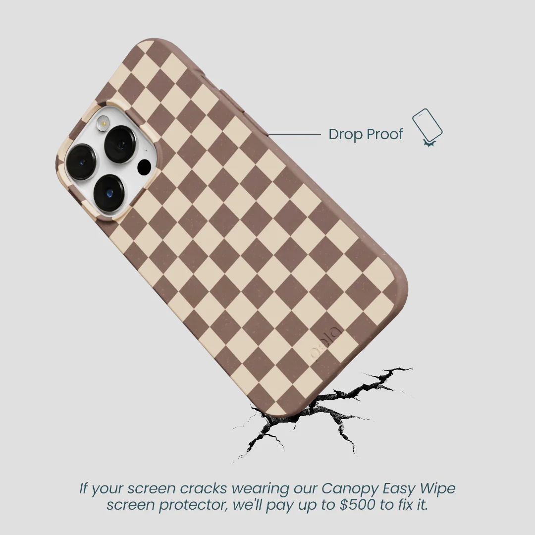 Chocolate Brown Latte Check iPhone 13 Pro Max Case - Image 5