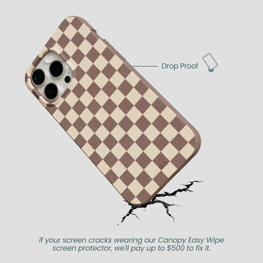 Chocolate Brown Latte Check iPhone 15 Pro Max Case - Image 5