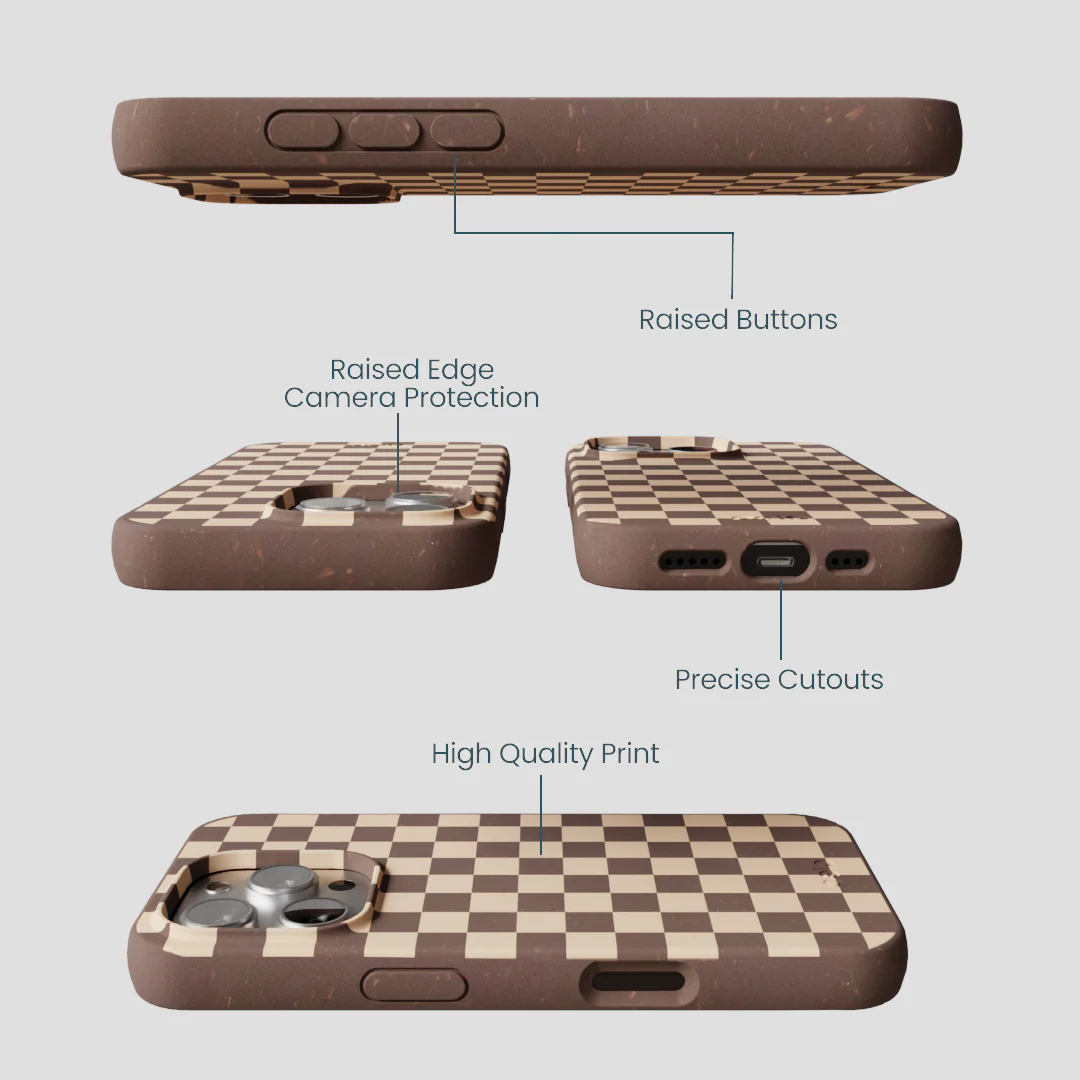 Chocolate Brown Latte Check iPhone 16 Pro Case - Image 3
