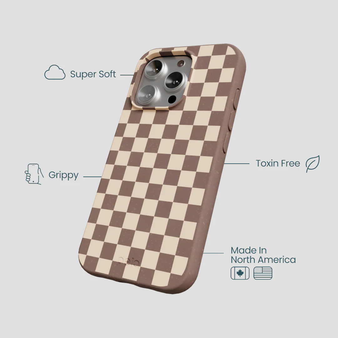 Chocolate Brown Latte Check iPhone 16 Pro Case - Image 4