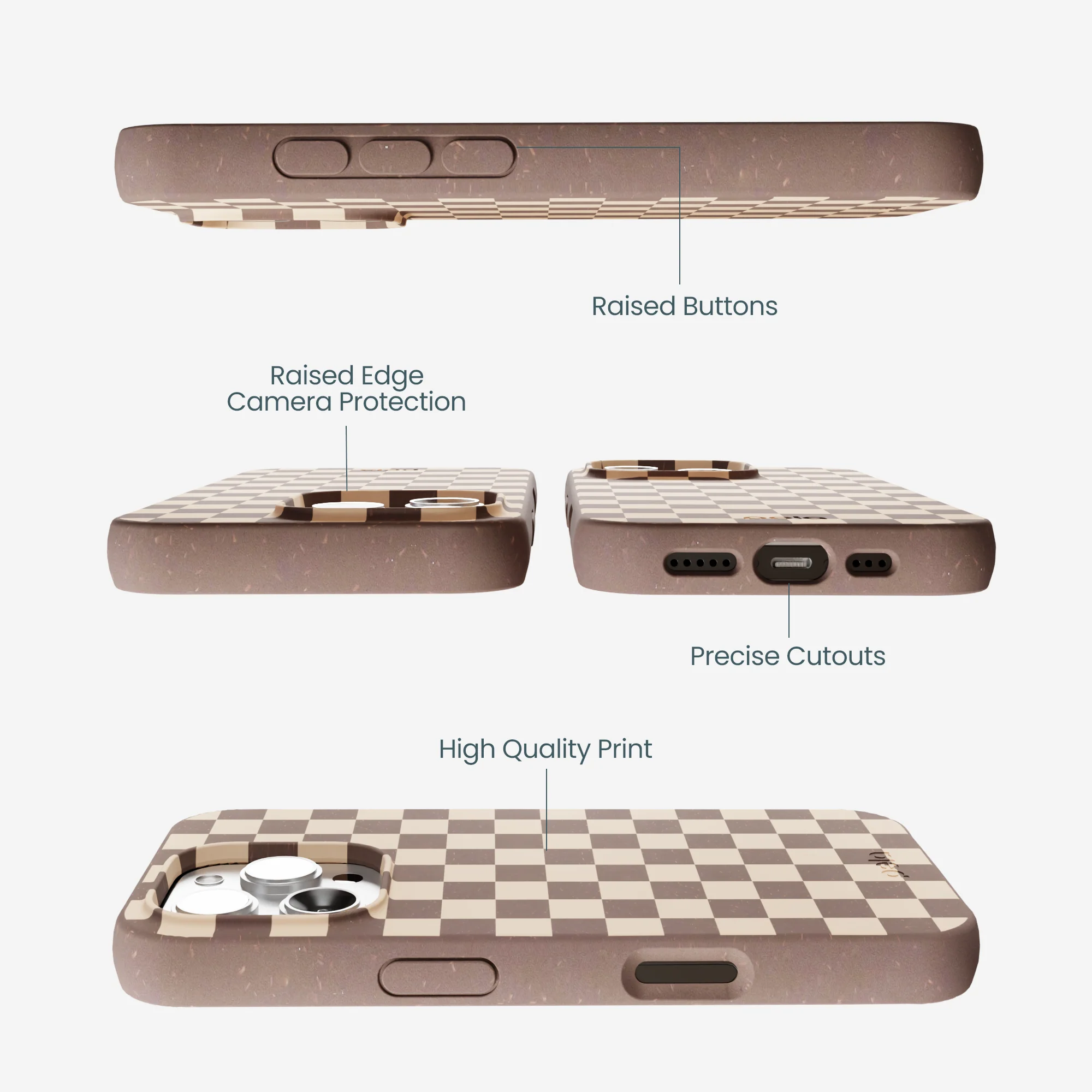 Chocolate Brown Latte Check iPhone 16 Pro Max Case - Image 3