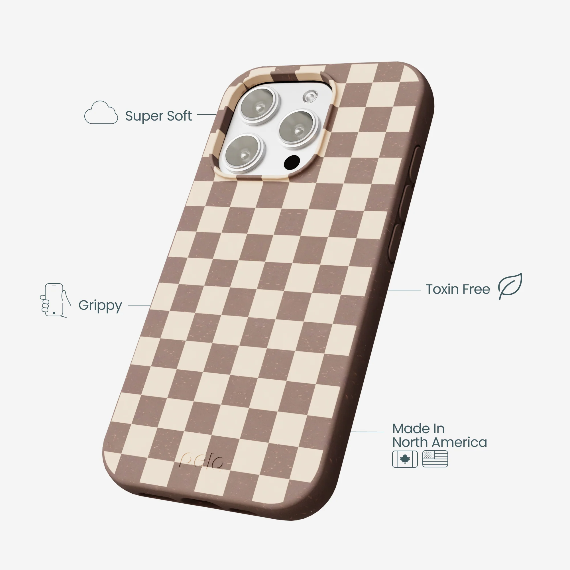 Chocolate Brown Latte Check iPhone 16 Pro Max Case - Image 4
