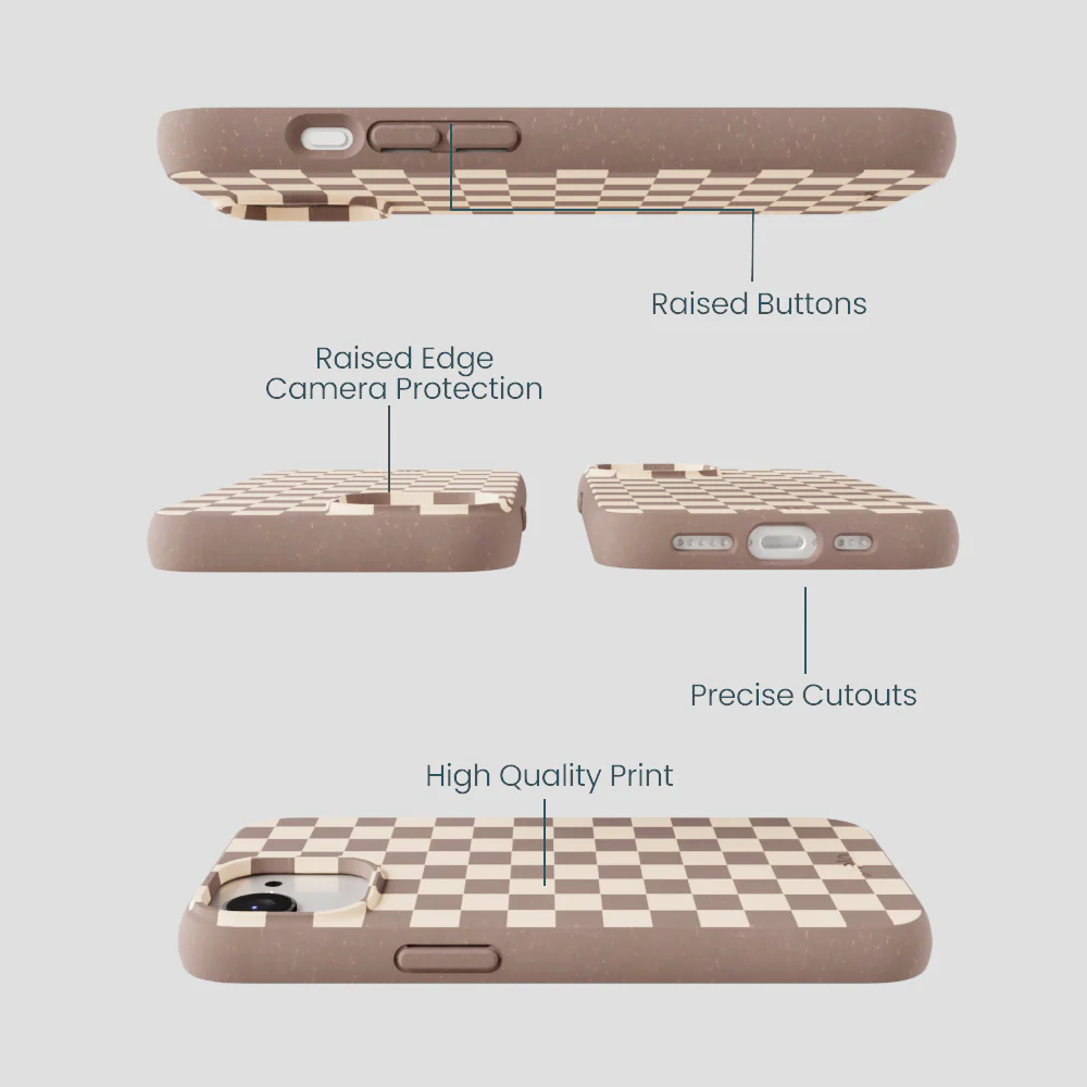 Chocolate Brown Latte Check iPhone 16e/17e Case - Image 3