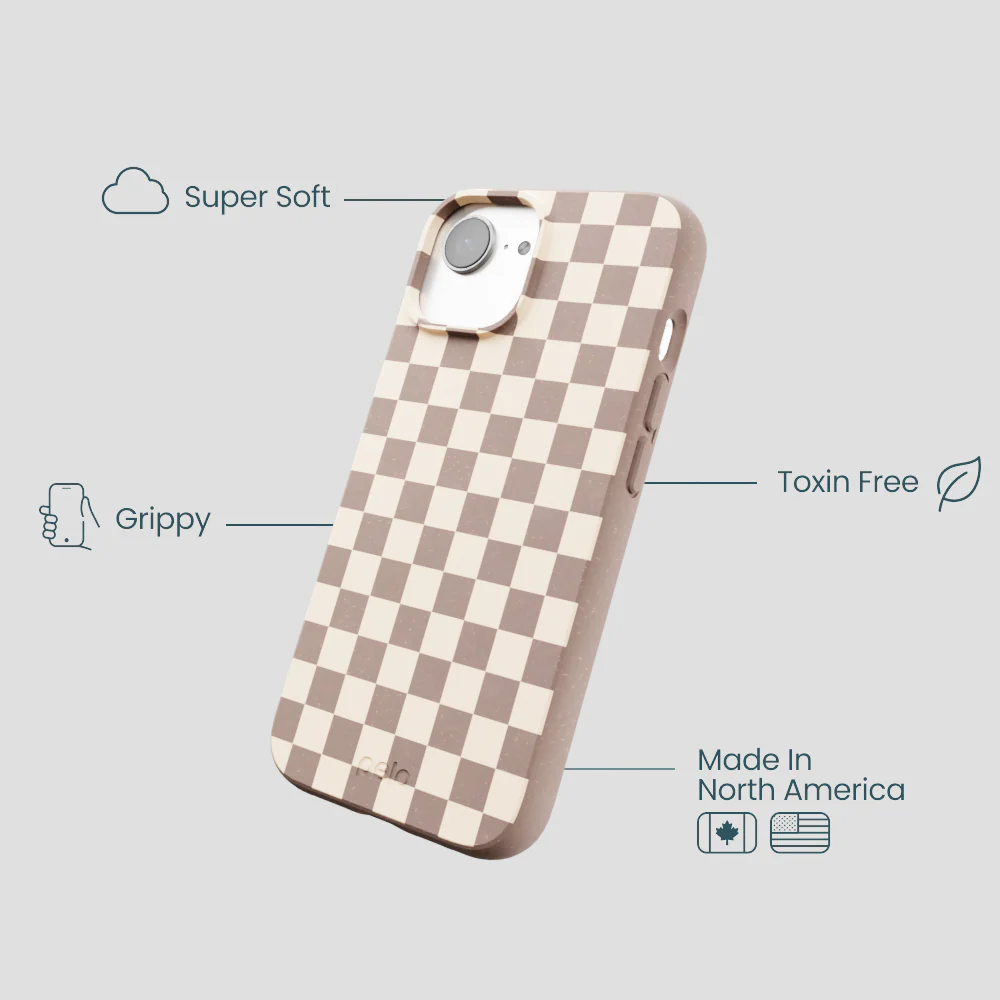 Chocolate Brown Latte Check iPhone 16e/17e Case - Image 4