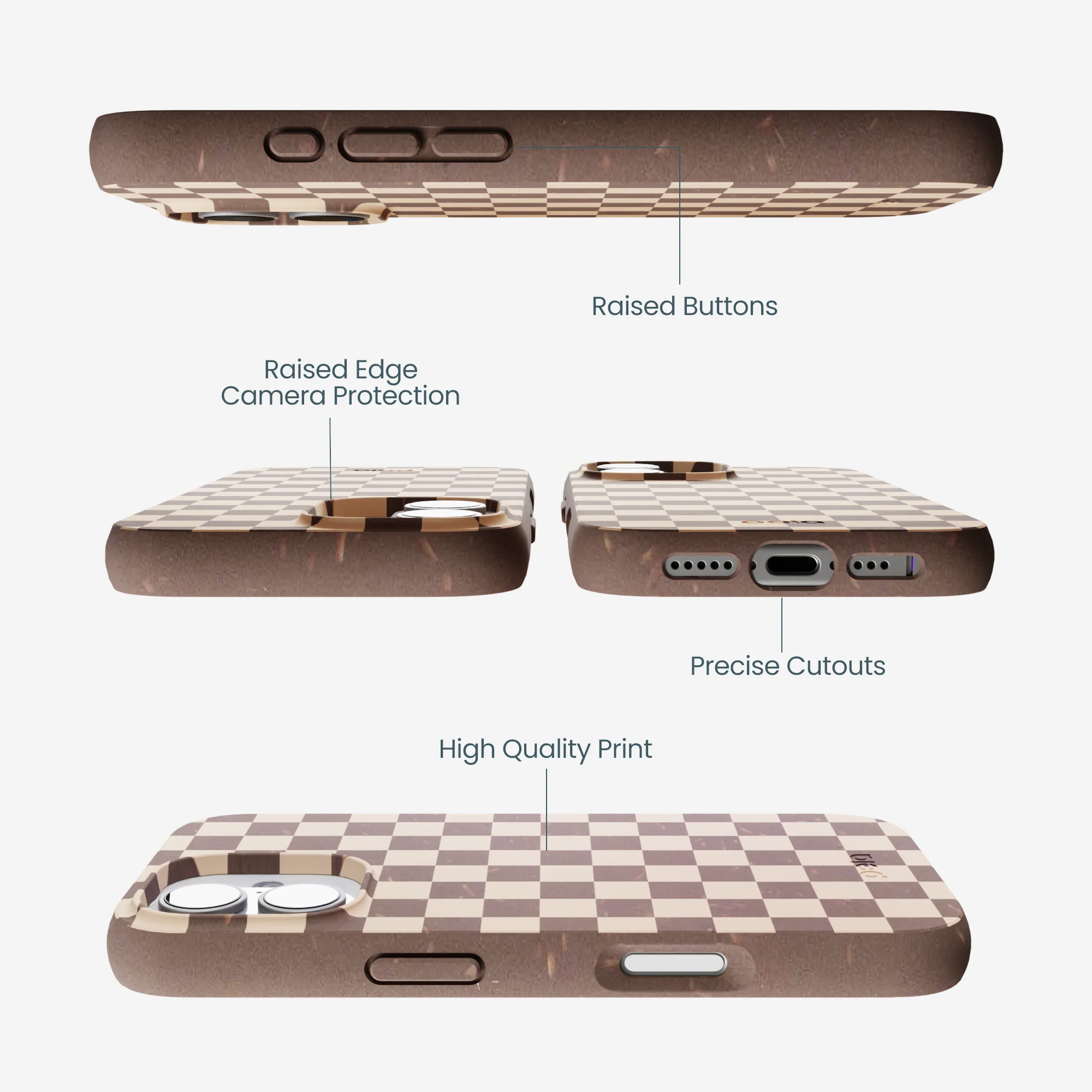 Chocolate Brown Latte Check iPhone 17 Case - Image 3