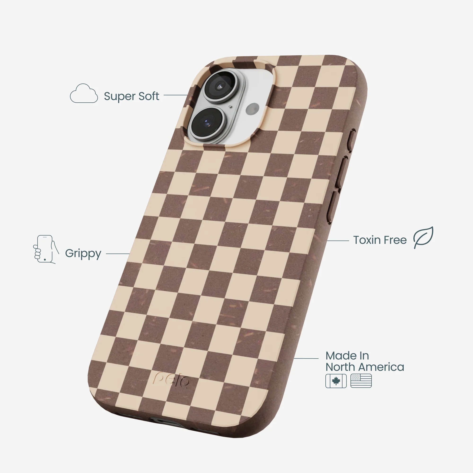 Chocolate Brown Latte Check iPhone 17 Case - Image 4
