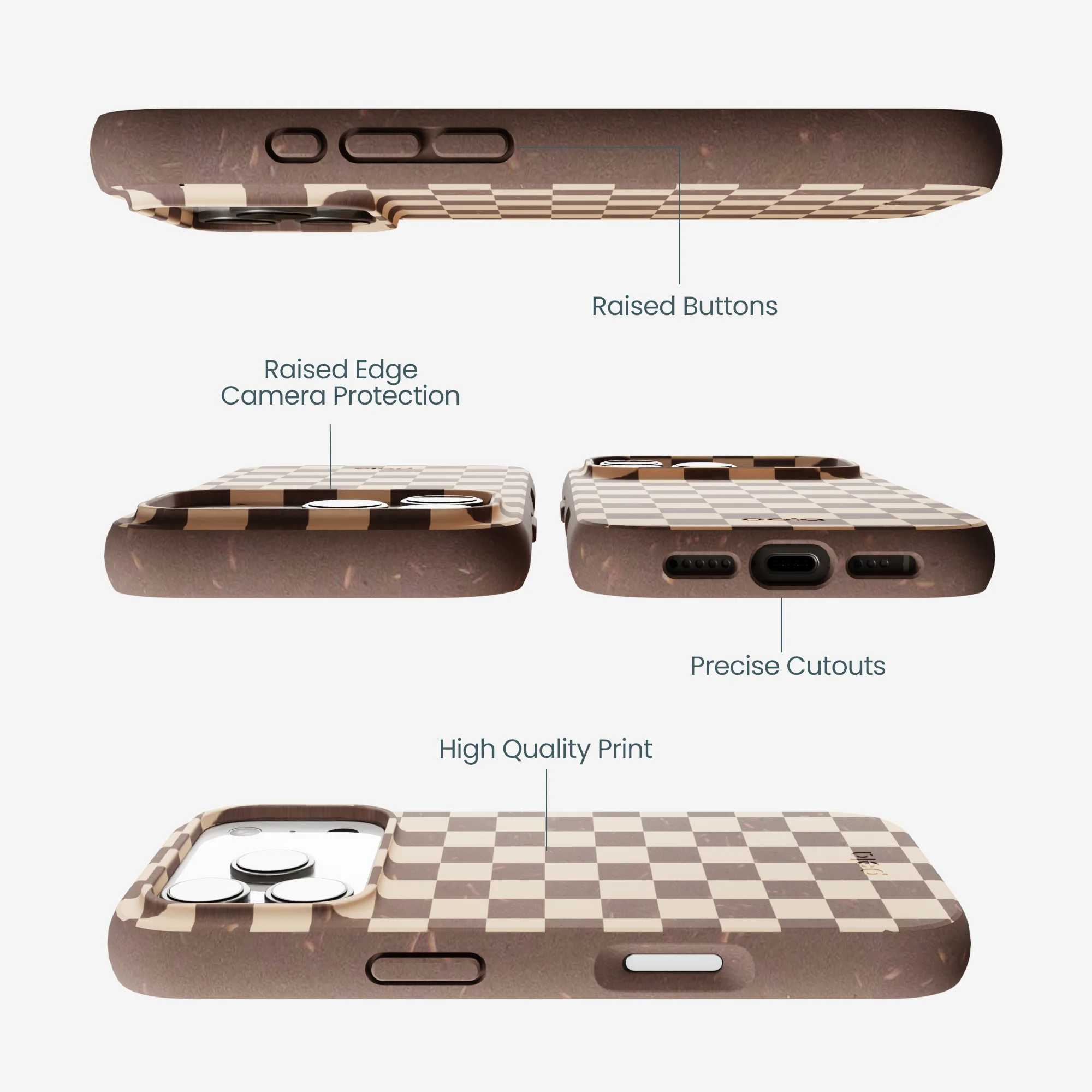 Chocolate Brown Latte Check iPhone 17 Pro Case - Image 3