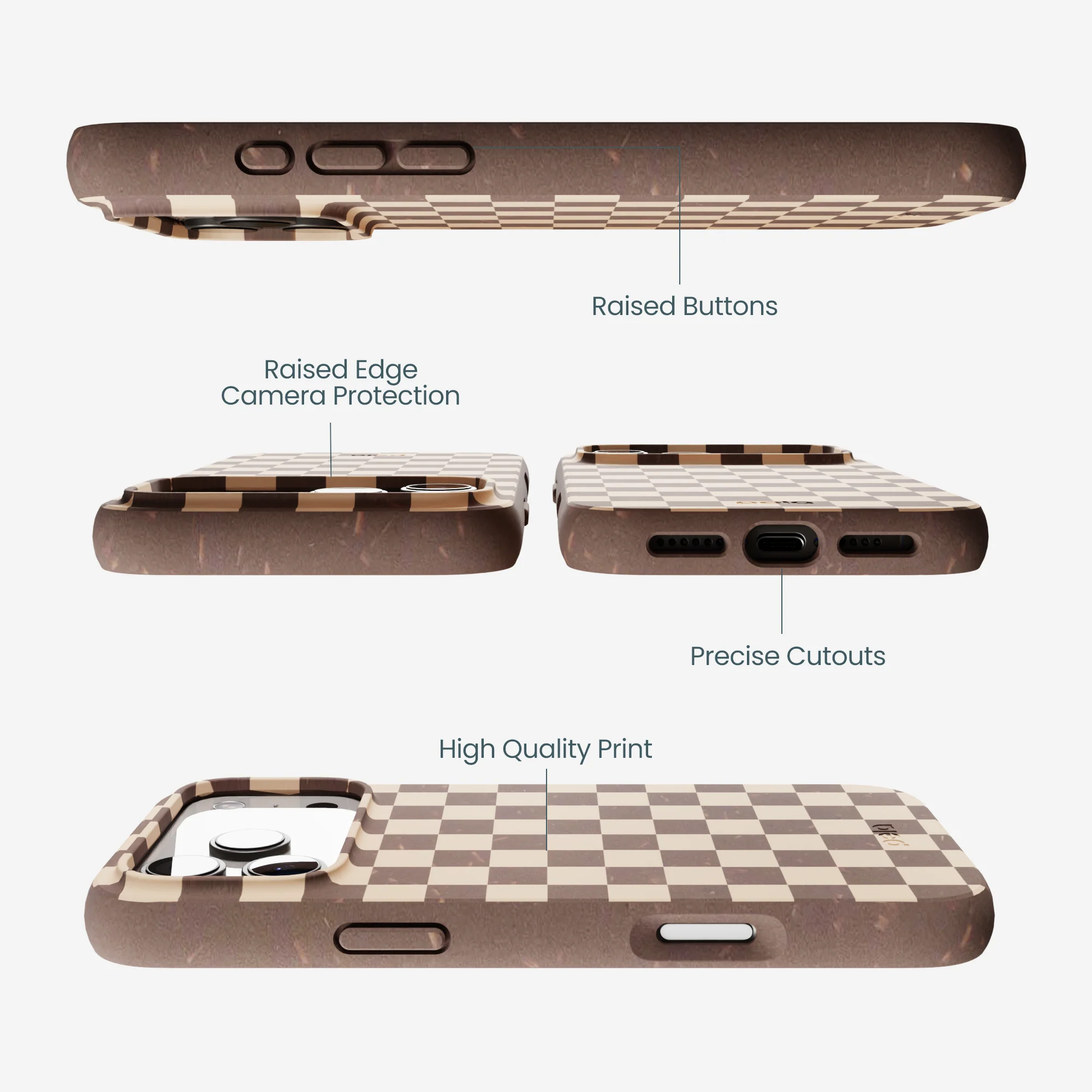 Chocolate Brown Latte Check iPhone 17 Pro Max Case - Image 3