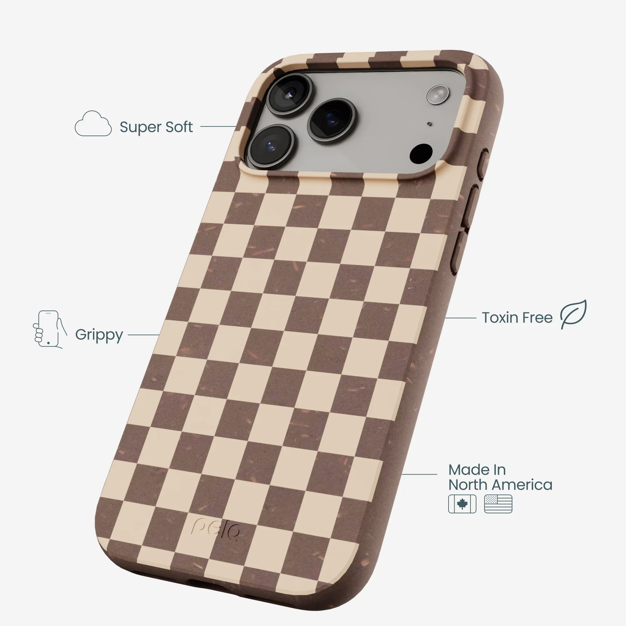 Chocolate Brown Latte Check iPhone 17 Pro Max Case - Image 4