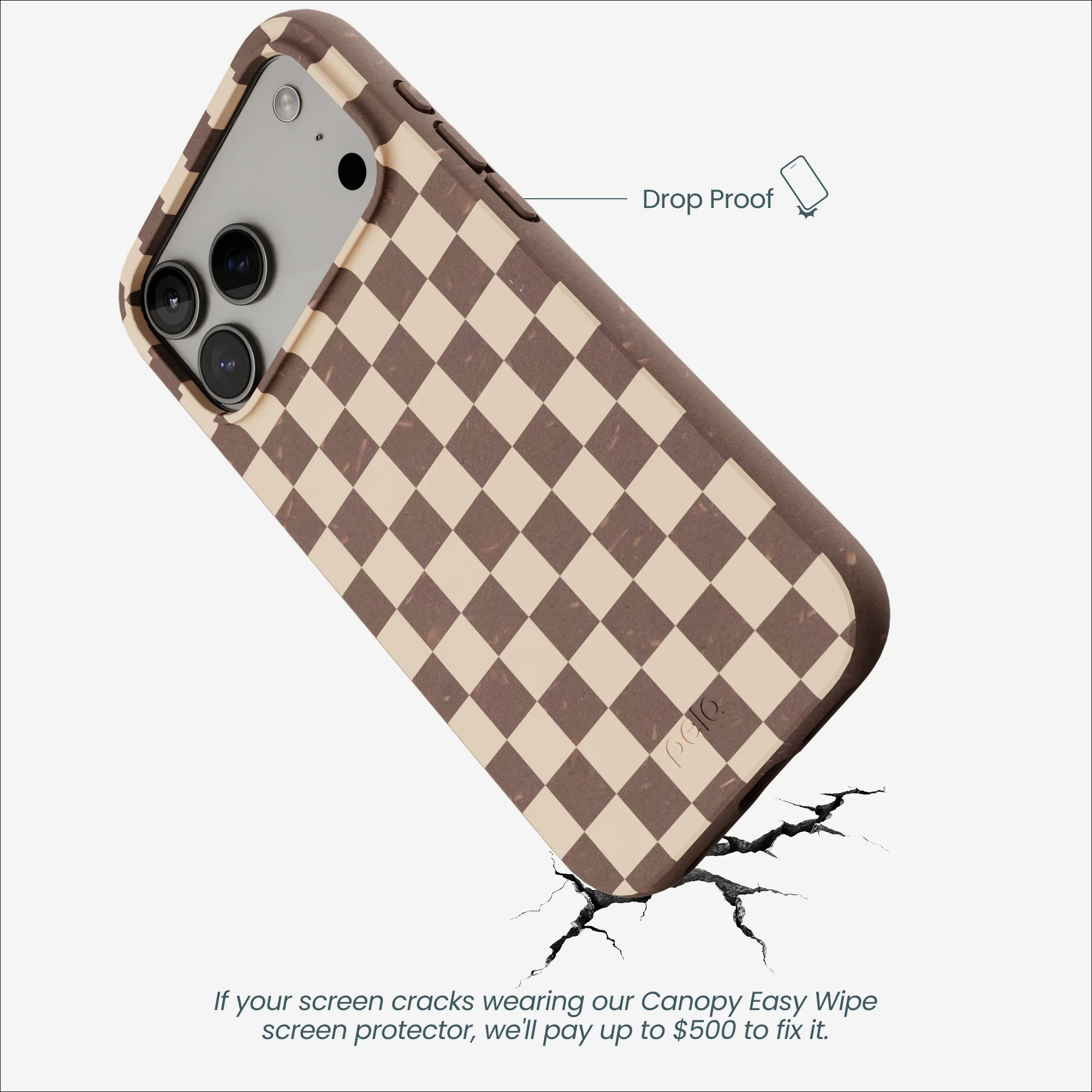 Chocolate Brown Latte Check iPhone 17 Pro Max Case - Image 5