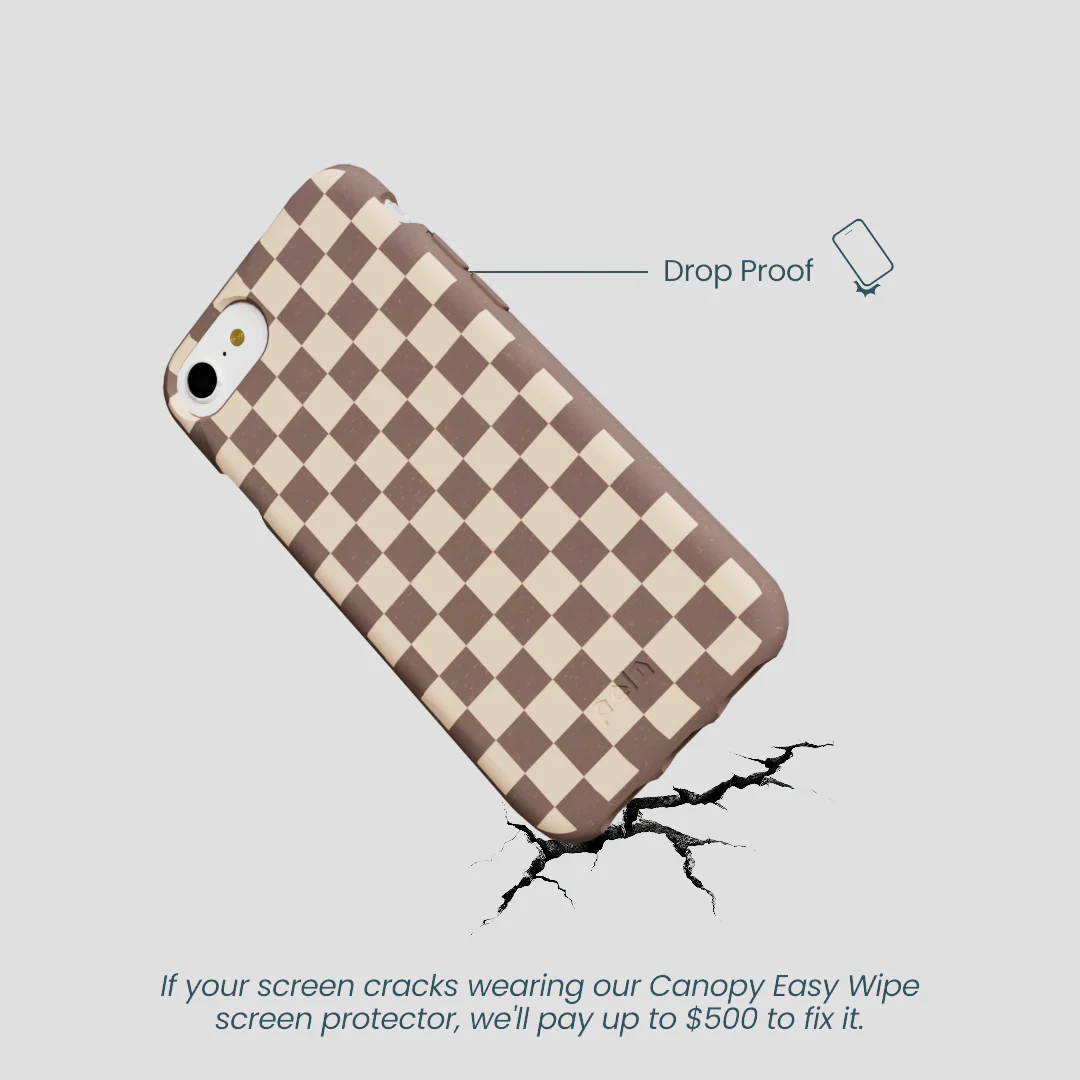 Chocolate Brown Latte Check iPhone 6/6s/7/8/SE Case - Image 5