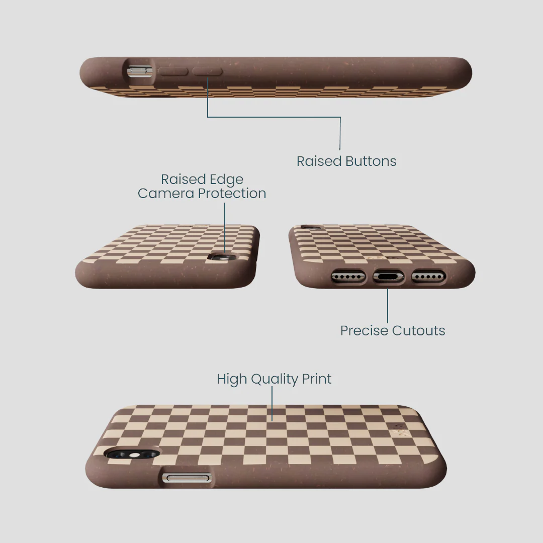 Chocolate Brown Latte Check iPhone XR Case - Image 3