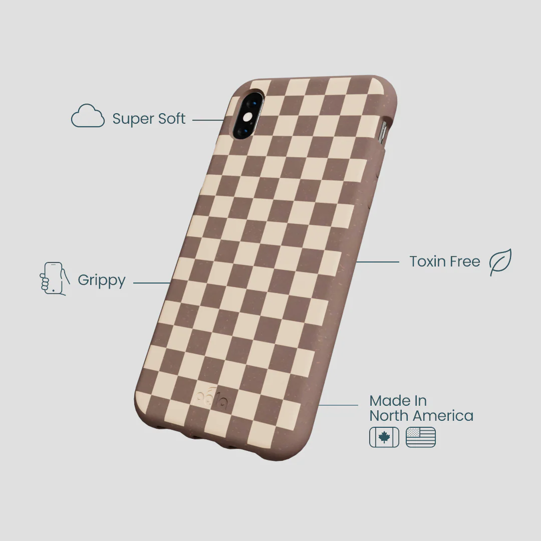 Chocolate Brown Latte Check iPhone XR Case - Image 4