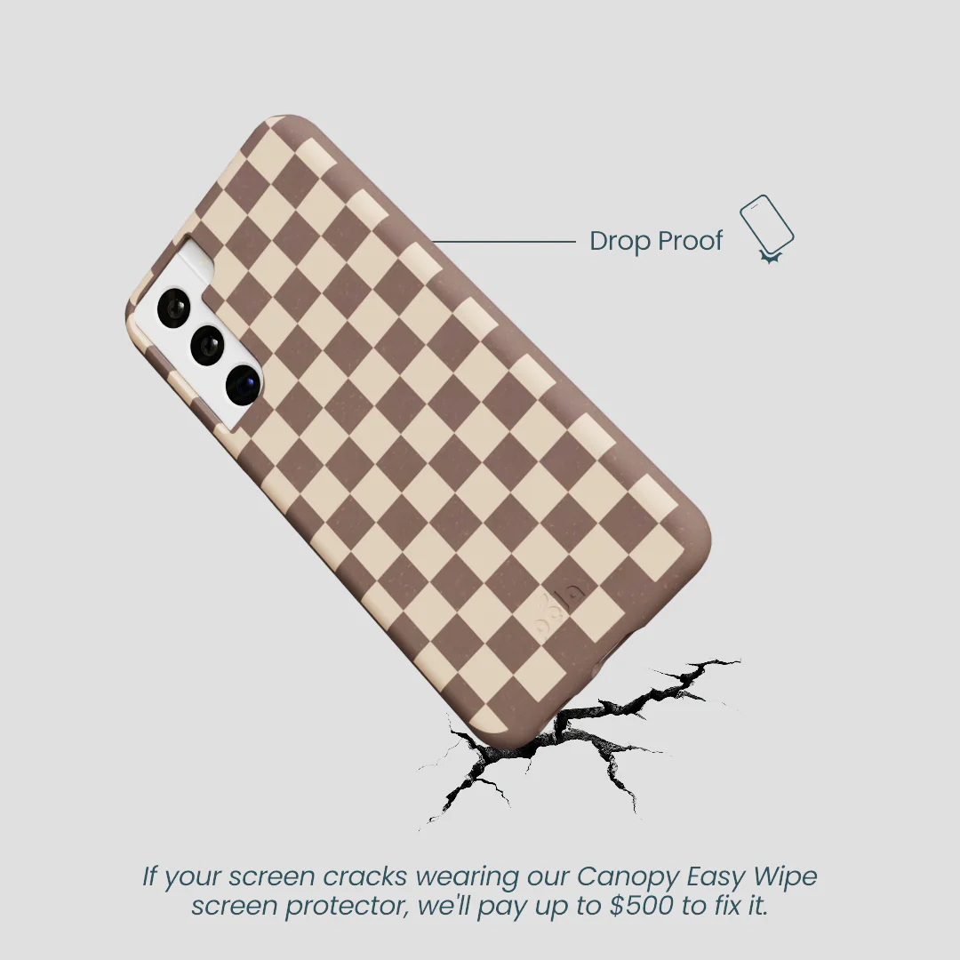 Chocolate Brown Latte Check Samsung Galaxy S22 Case - Image 5