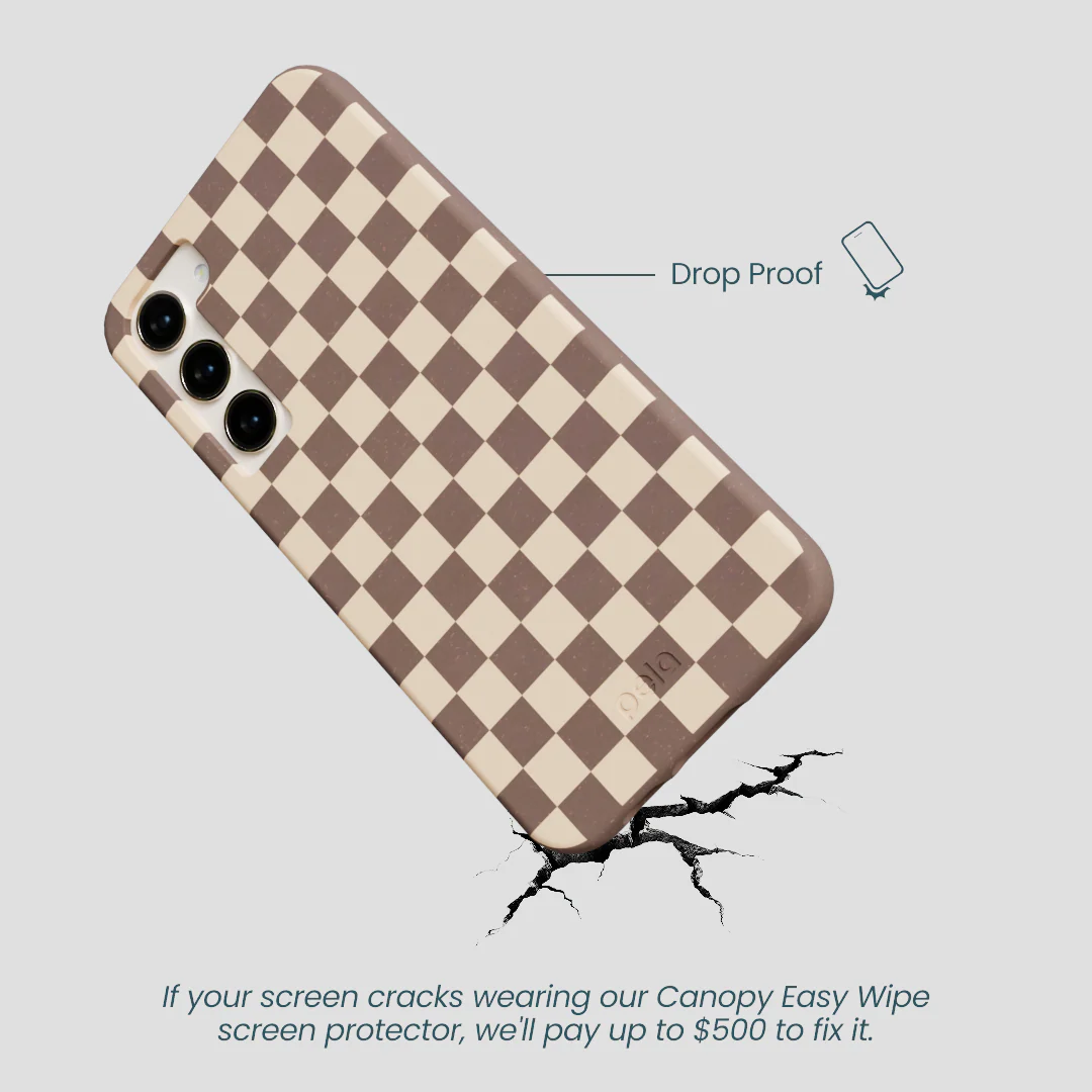 Chocolate Brown Latte Check Samsung Galaxy S23+(Plus) Case - Image 5