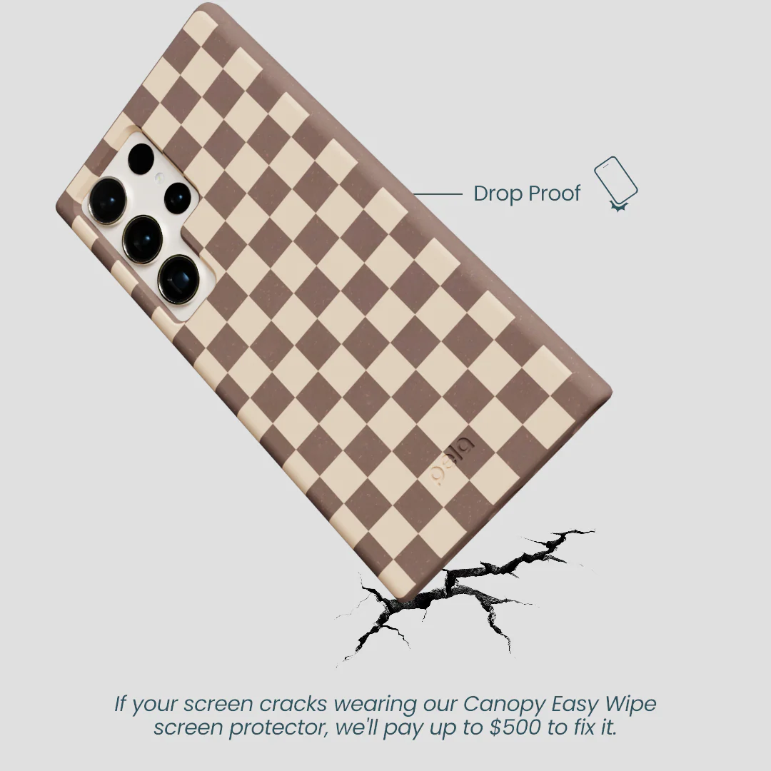 Chocolate Brown Latte Check Samsung Galaxy S24 Ultra Case - Image 5