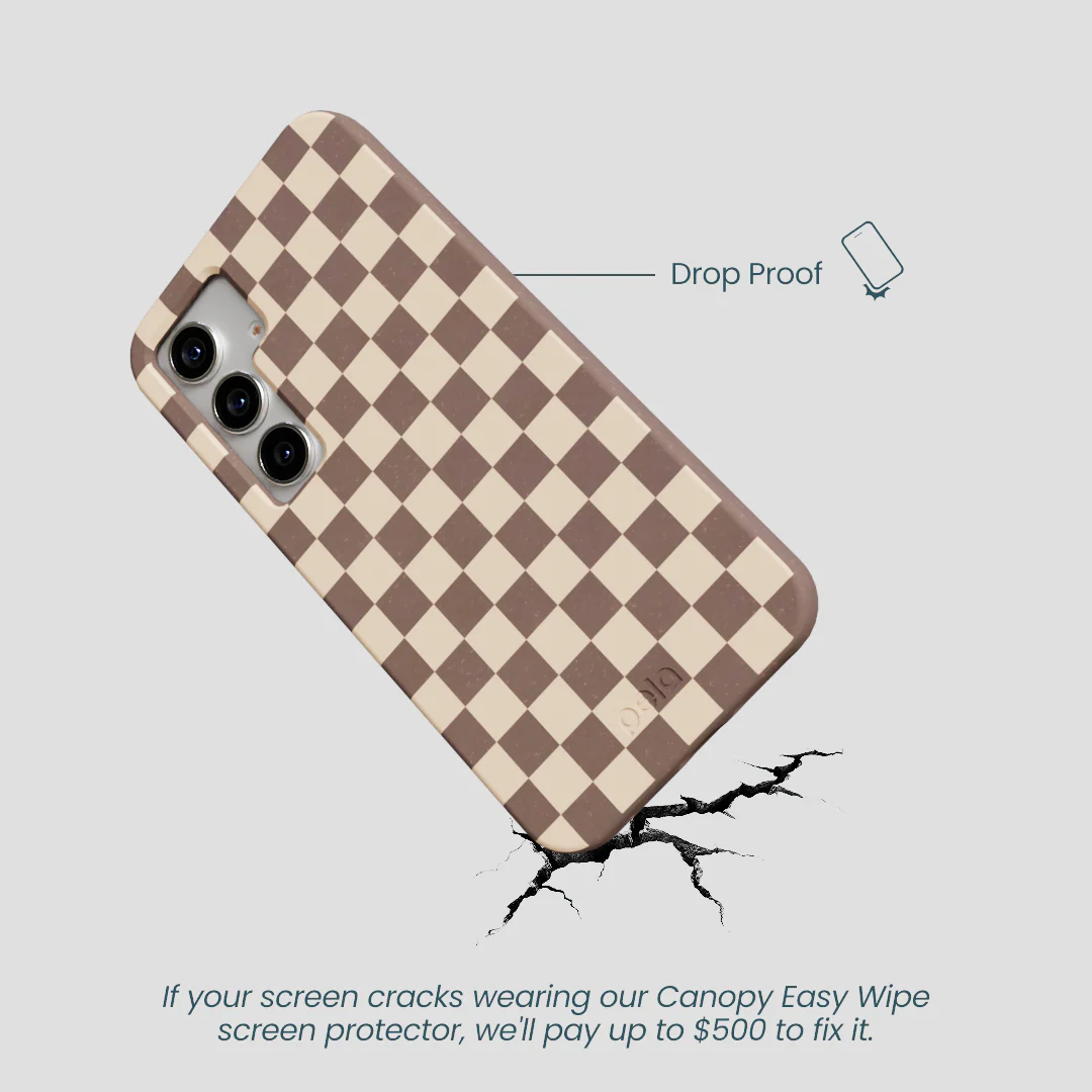 Chocolate Brown Latte Check Samsung Galaxy S25 Case - Image 5